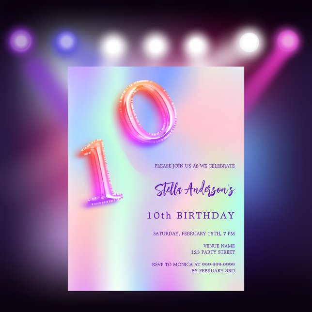 Papier Budget Holographique rose violet 10e anniversaire (Créateur téléchargé)