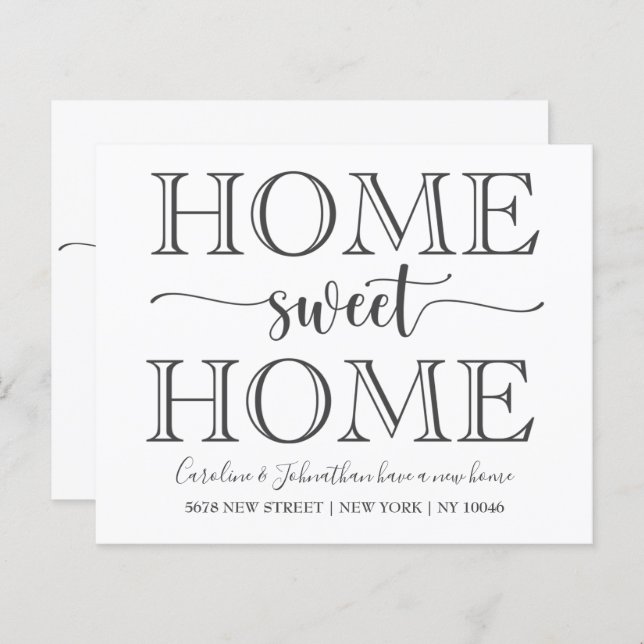 Papier Budget Home Sweet Home Moving Faire-part (Devant / Derrière)