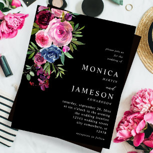 Papier Budget Hot Rose & Marine Blue Floral Mariage 3 Noi