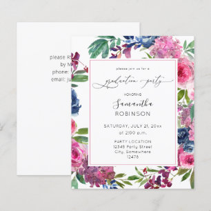 Papier Budget Hot Rose & Navy Blue Floral Party de gradua