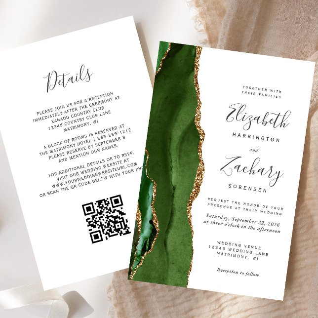 Papier Budget Hunter Green QR Code Wedding (Créateur téléchargé)