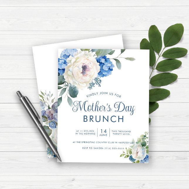 Papier Budget Hydrangea Rose Floral Fête des Mères Brunch (Créateur téléchargé)
