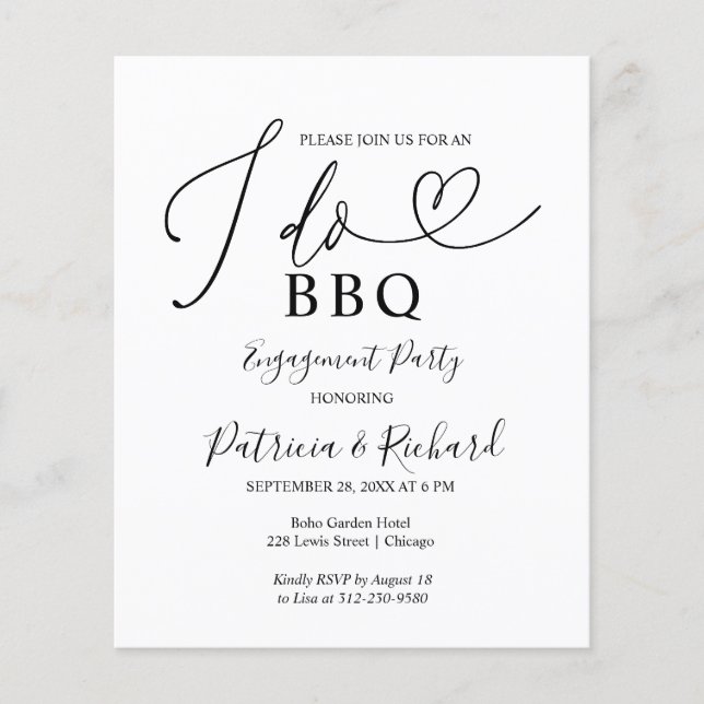 Papier Budget I DO BBQ Engagement Faire-part (Devant)
