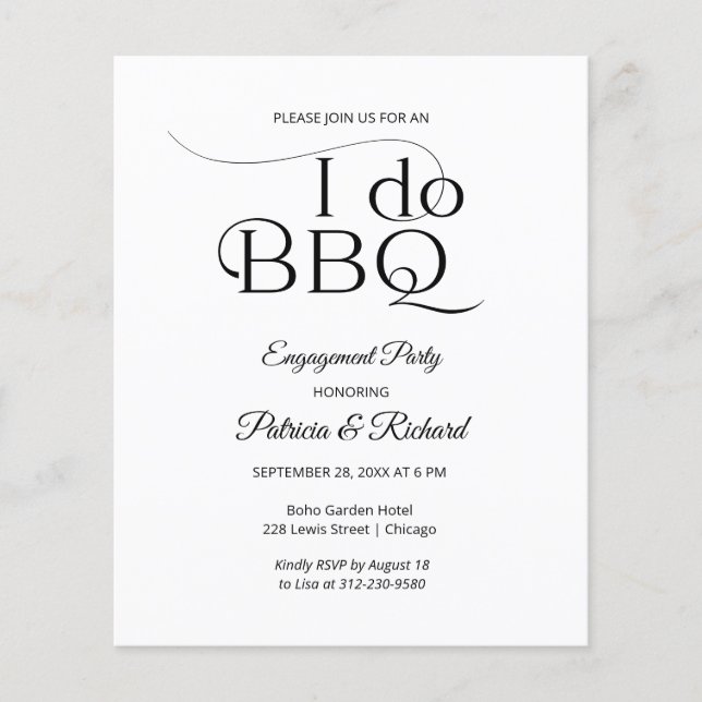 Papier Budget I DO BBQ Engagement Party Invitation (Devant)