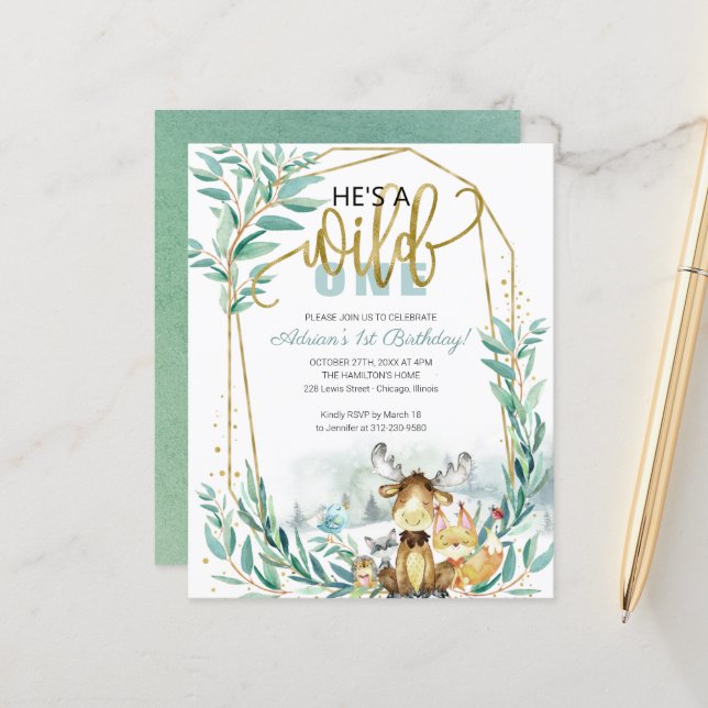 Papier Budget Il est un sauvage une première invitation d (Devant/Arrière en situation)
