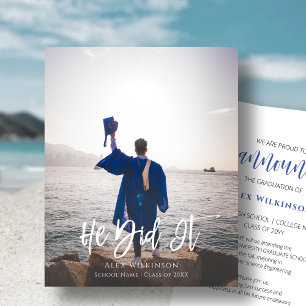 Papier BUDGET Il L'A Fait Moderne Photo Grad Faire-part
