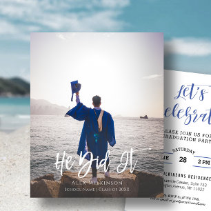 Papier BUDGET Il L'A Fait Moderne Photo Grad Invitation