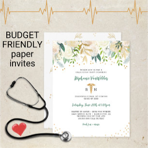 Papier Budget Infirmière Diplôme Blanc Or Floral