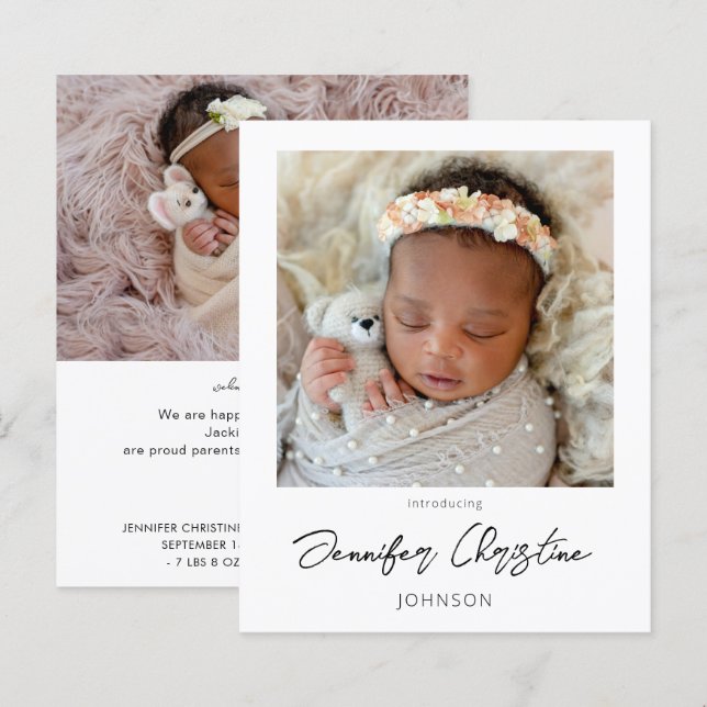 Papier Budget Instantané Deux Faire-part de naissance pho (Devant / Derrière)