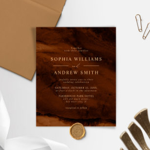 Papier BUDGET Invitation de mariage minimale Bronze & Or