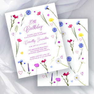 Papier BUDGET Invitation du Fleur sauvage de fête de 80e 
