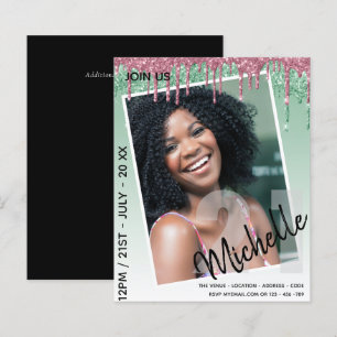 Papier BUDGET Invitation PHOTO Anniversaire 21 ans Paille