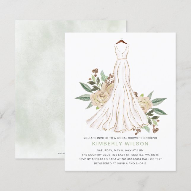 Papier Budget ivoire Mariage robe Fête des mariées (Devant / Derrière)