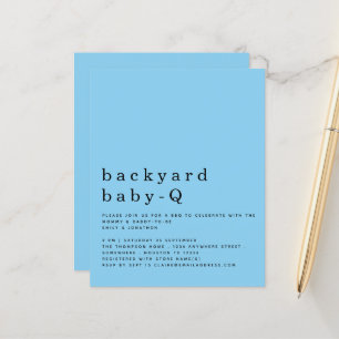Papier Budget Jardin Bleu Bébé Q BBQ Douche Invitation