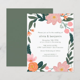 Papier Budget Jardin Rose Jardin Fleurs Mariage Invitatio
