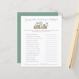 Papier Budget Jeu Devinez Qui Maman Papa Sage Baby shower