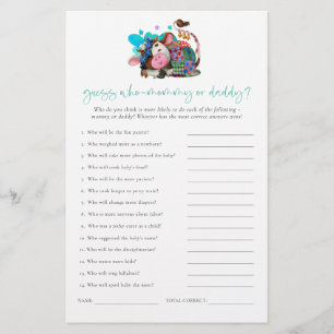 Papier Budget Jeu Devinez Qui Maman Papa Vache Baby showe