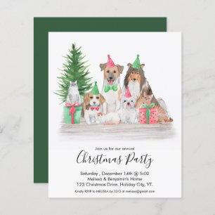 Papier Budget Joli Animaux de Noël Chien Chat Invitation