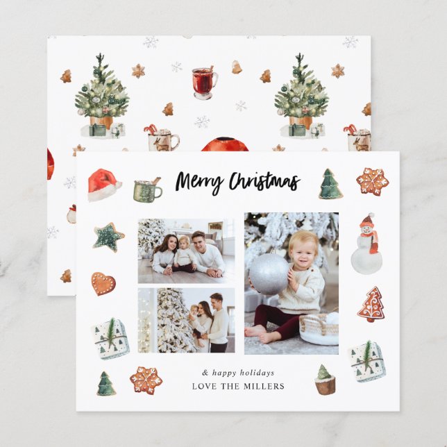 Papier Budget Joyeux Cookies de Noël & Traite Multi Photo (Devant / Derrière)
