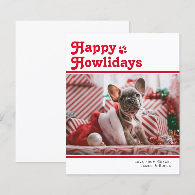 Papier BUDGET Joyeux Howlidays Pet Dog Christmas Card (Devant / Derrière)