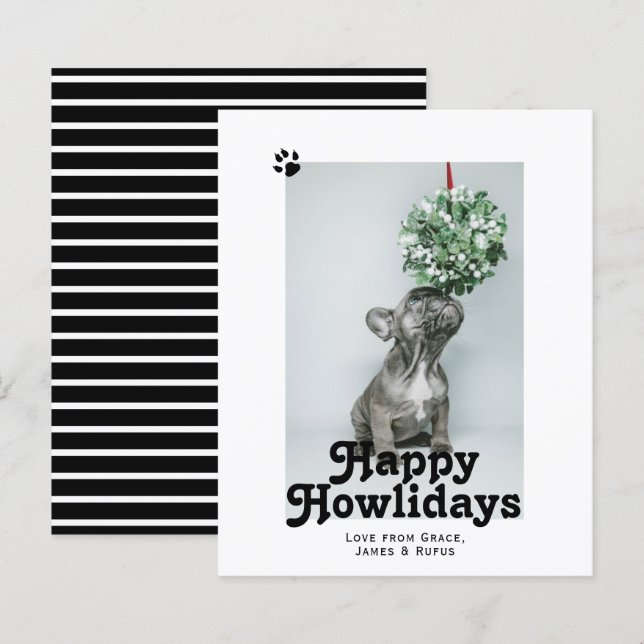 Papier BUDGET Joyeux Howlidays Pet Dog Christmas Card (Devant / Derrière)