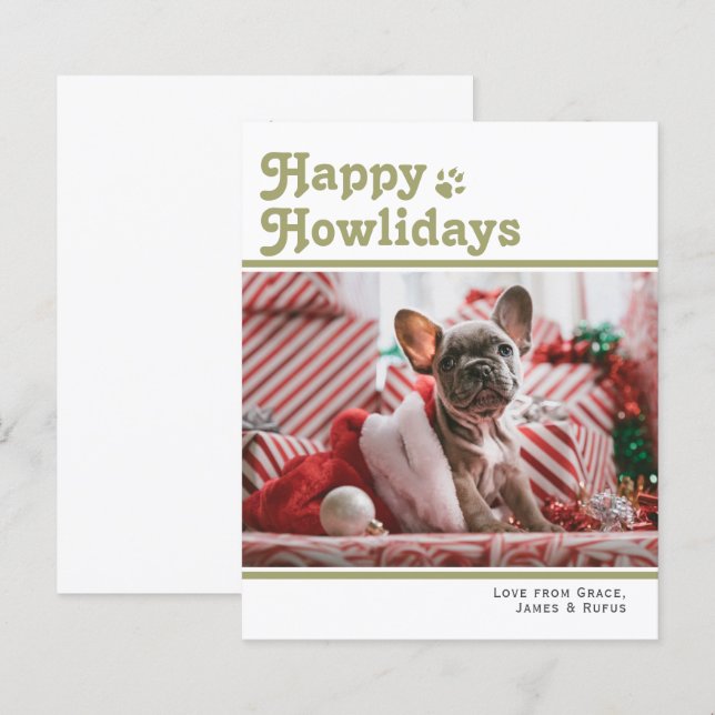 Papier BUDGET Joyeux Howlidays Pet Dog Christmas Card (Devant / Derrière)