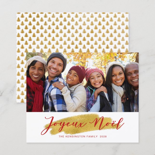 Papier Budget Joyeux Noel Gold Foil Trees de vacances Pho (Devant / Derrière)