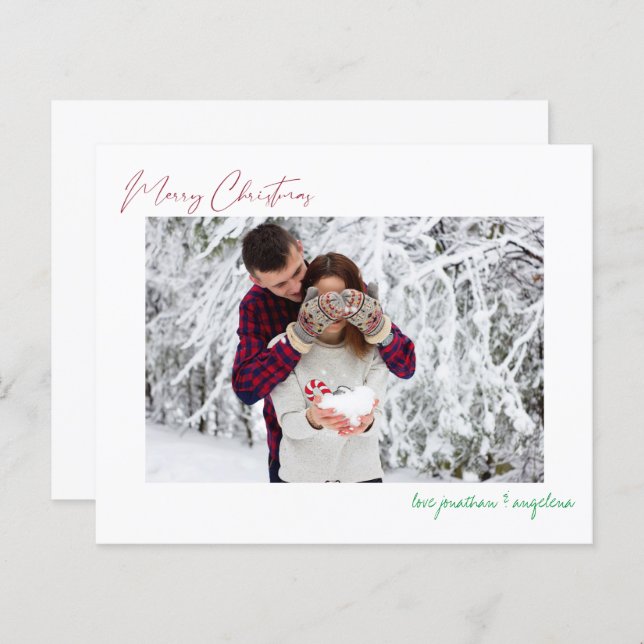 Papier Budget Joyeux Noël moderne minimaliste photo (Devant / Derrière)