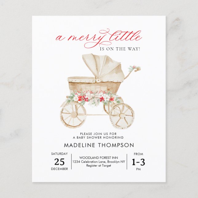Papier BUDGET Joyeux petit Baby shower de poussette de No (Devant)