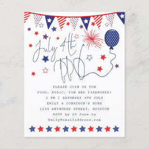 Papier Budget Juillet 4 Rouge Blanc Bleu Étoiles Script I