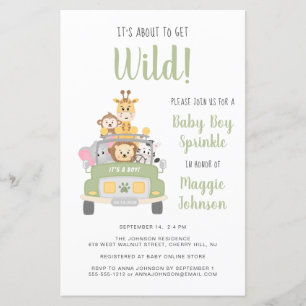 Papier Budget Jungle Safari bébé garçon saupoudrer invita