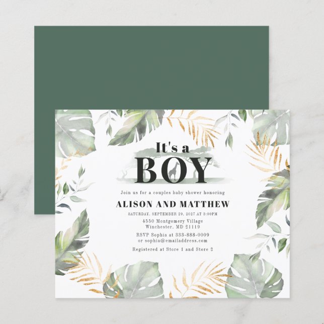 Papier Budget Jungle Safari Couples Baby shower (Devant / Derrière)