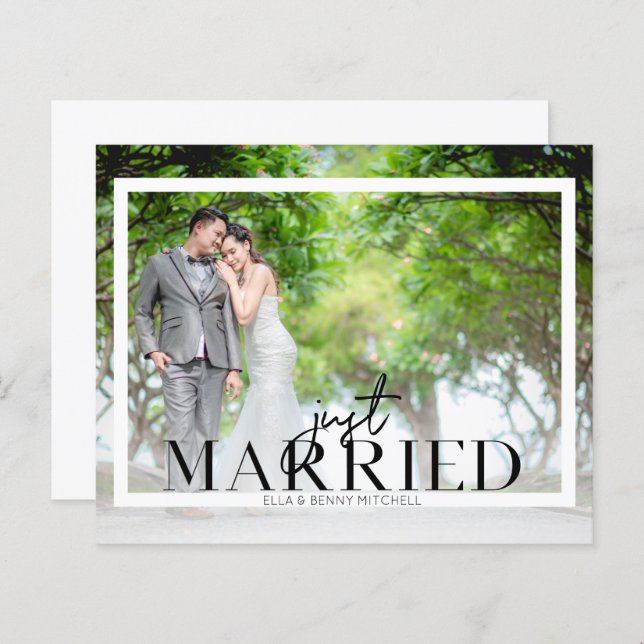 Papier Budget Juste Marié Fra Photo Mariage Faire-part (Devant / Derrière)