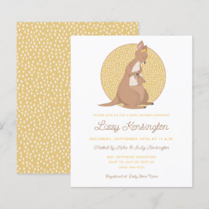 Papier Budget Kangaroo Yellow Baby shower Invitation