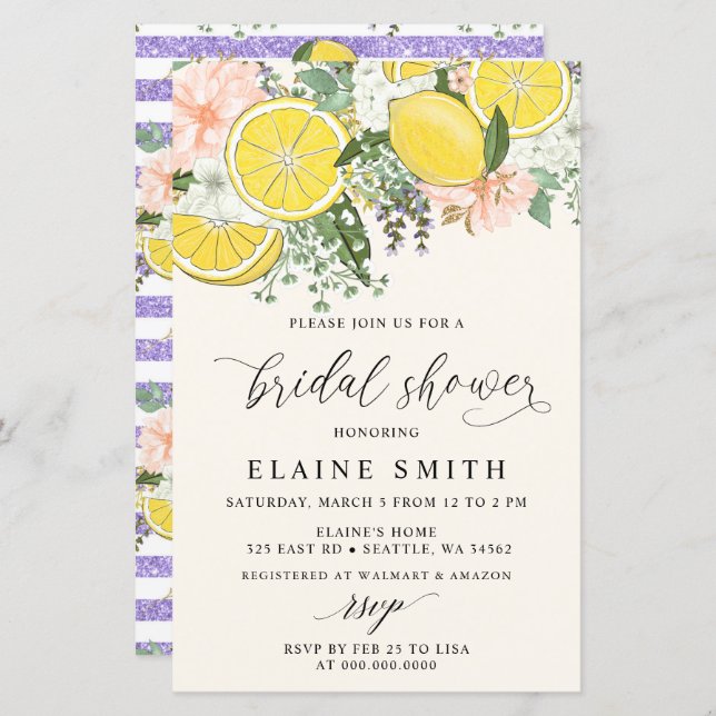 Papier Budget Lemon Lime Citrus Bridal Shower Invitation (Devant / Derrière)