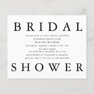 Papier Budget Lettre audacieuse Invitation moderne douche