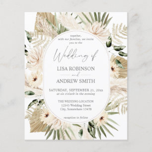 Papier Budget LG Texte Boho Pampas Grass Mariage Floral