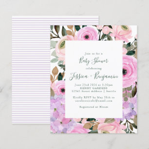 Papier Budget Lilac rose Baby shower à rayures florales