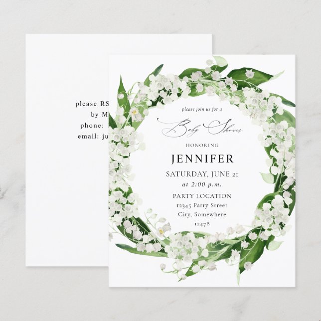 Papier Budget Lily du Baby shower floral de la Vallée (Devant / Derrière)