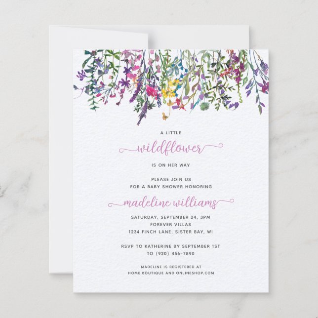 Papier BUDGET Little Fleur sauvage Baby shower Invitation (Devant)