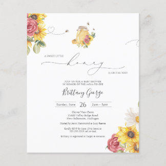 Papier Budget Little Honey Bee Baby shower Invitation