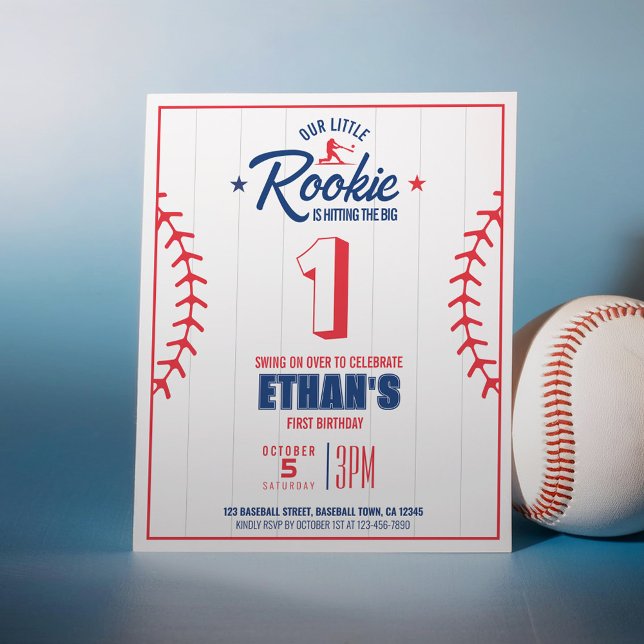 Papier Budget Little Rookie Baseball Invitation Anniversa (Créateur téléchargé)