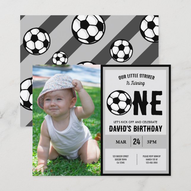 Papier Budget Little Striker Soccer Photo 1er anniversair (Devant / Derrière)