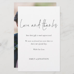 Papier Budget Love and Thanks Script Mariage photo