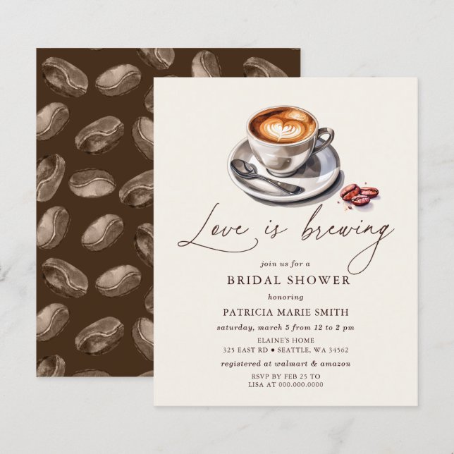 Papier Budget Love est brasser Fête des mariées de café I (Devant / Derrière)