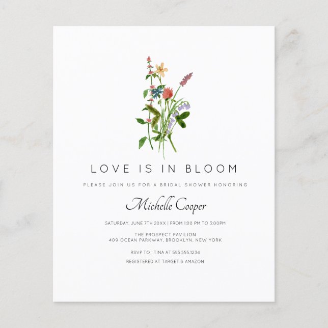 Papier Budget Love est dans la Fête des mariées Fleur sau (Devant)