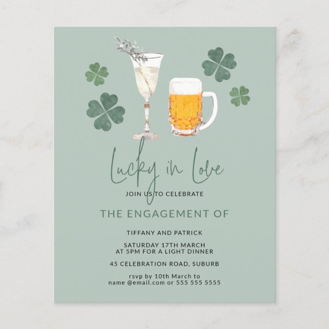 Papier Budget Lucky en amour Fiançailles St patrick Invit (Devant)