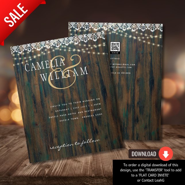 Papier BUDGET LUMIÈRE DE BOIS RUSTIQUE FEU DE FÊTE Mariag (Créateur téléchargé)