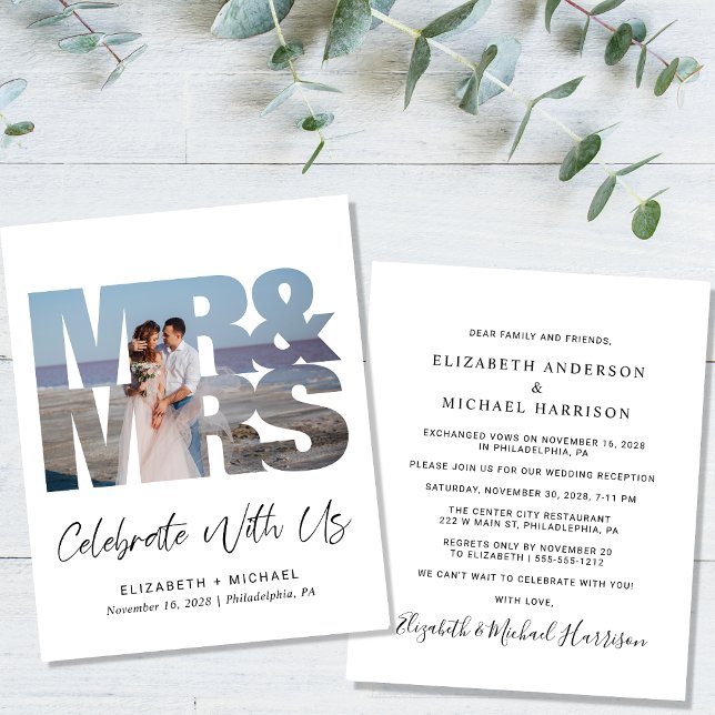 Papier Budget M. Mme Photo Mariage Réception Invitation (Créateur téléchargé)
