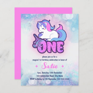 Papier Budget Magical Sparkle Unicorn 1er anniversaire In